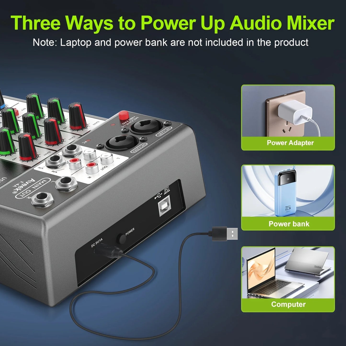 Aveek Professional Audio Mixer,Sound Board Mixing Console with 4Channel Digital USB Bluetooth Echo Delay Effect,Input 48V Stereo