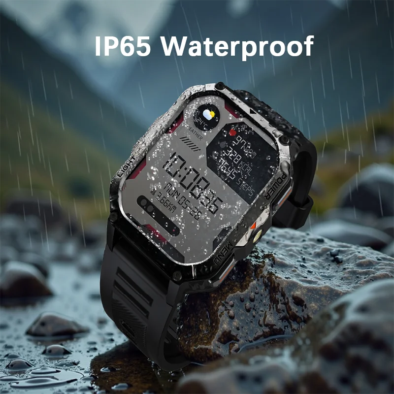 IOWODO 2025 New Outdoor Men's Smartwatch with Emergency Lighting Compass 900mAh W70 Pro 2.01'' TFT HD Screen Waterproof Watch