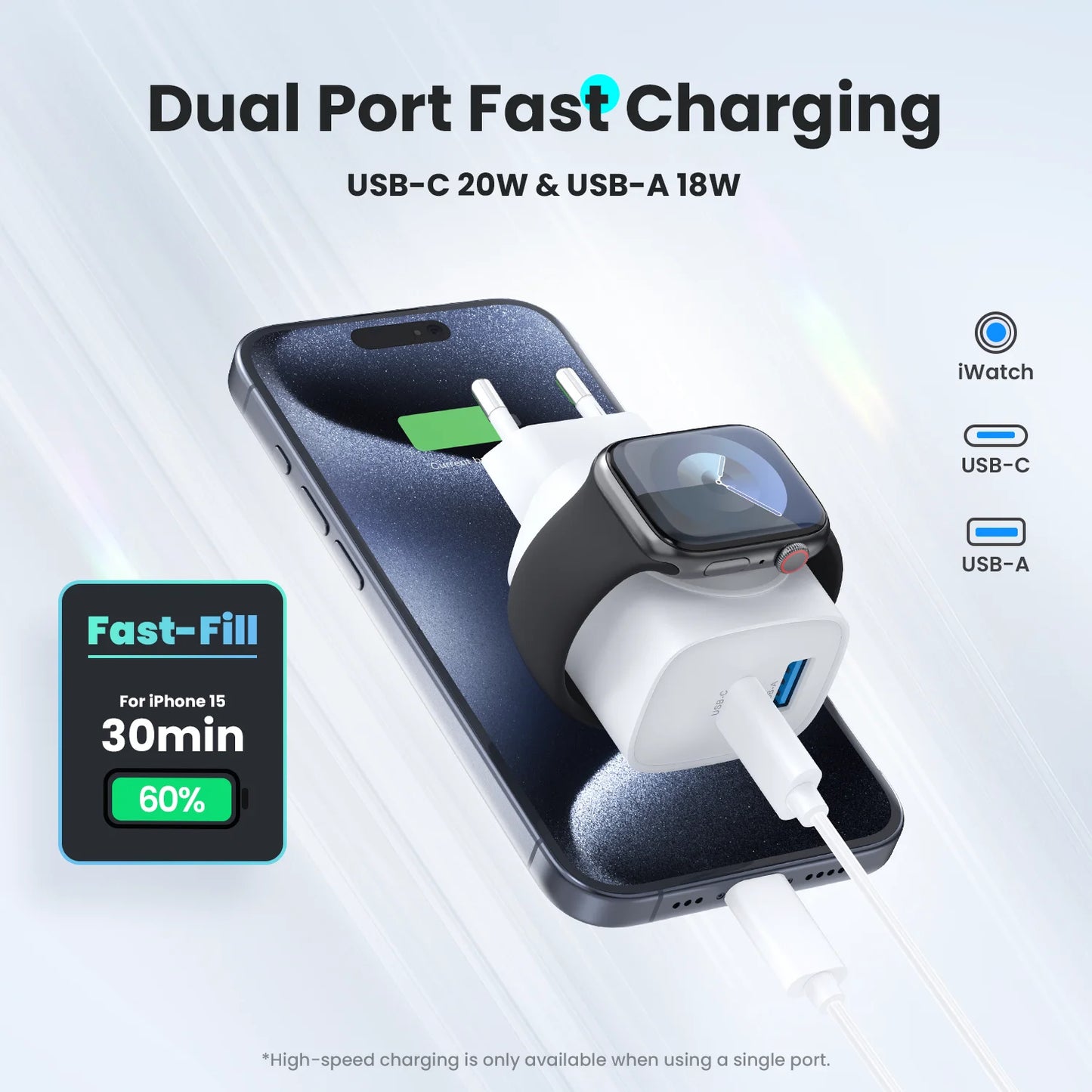 For Apple Watch Charger with 20W Fast Charging Block, 3 in 1 PD USB C Wall Charger Block for iWatch Charger,for iPhone, Ipad