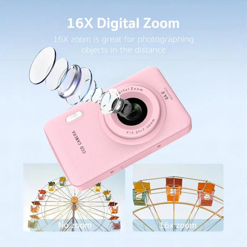 W&O Q3 Mini Digital Photo Camera 48MP 1080P 16X Zoom Child Point and Shoot Vlogging Cameras Vintage Portable Video Photocamera