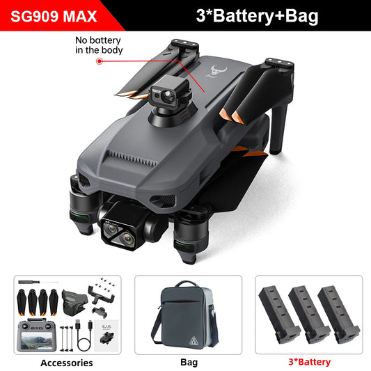 Teeggi SG909 MAX GPS Drone With 4K Camera 6KM Touch Screen RC Profesional Drone 360° obstacle avoidance Foldable RC Quadcopter