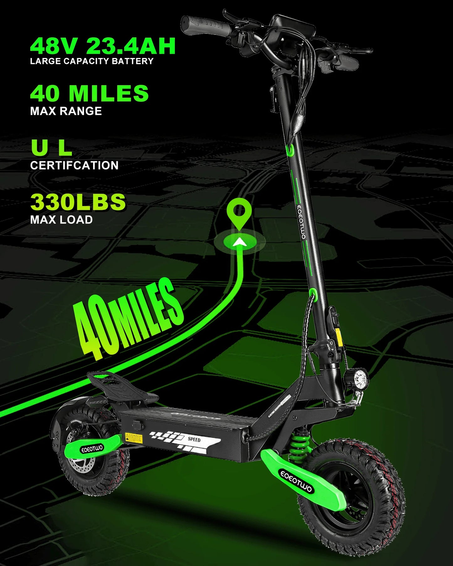 EOEOTWO GT06 Electric Scooter Adults,1200W Motor,E-Scooter 28Mph&40Miles Range,11'' All-Terrain Tire Scooter+1 Year Warranty