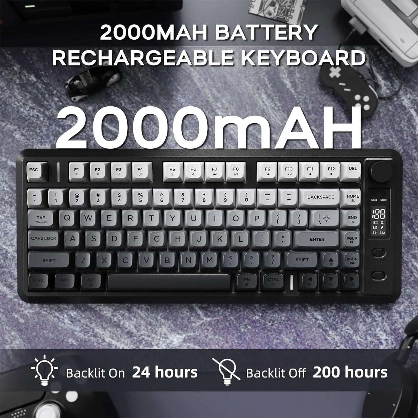 Attack Shark M75 Wireless Membrane Gaming Keyboard With Knob And OLED Display