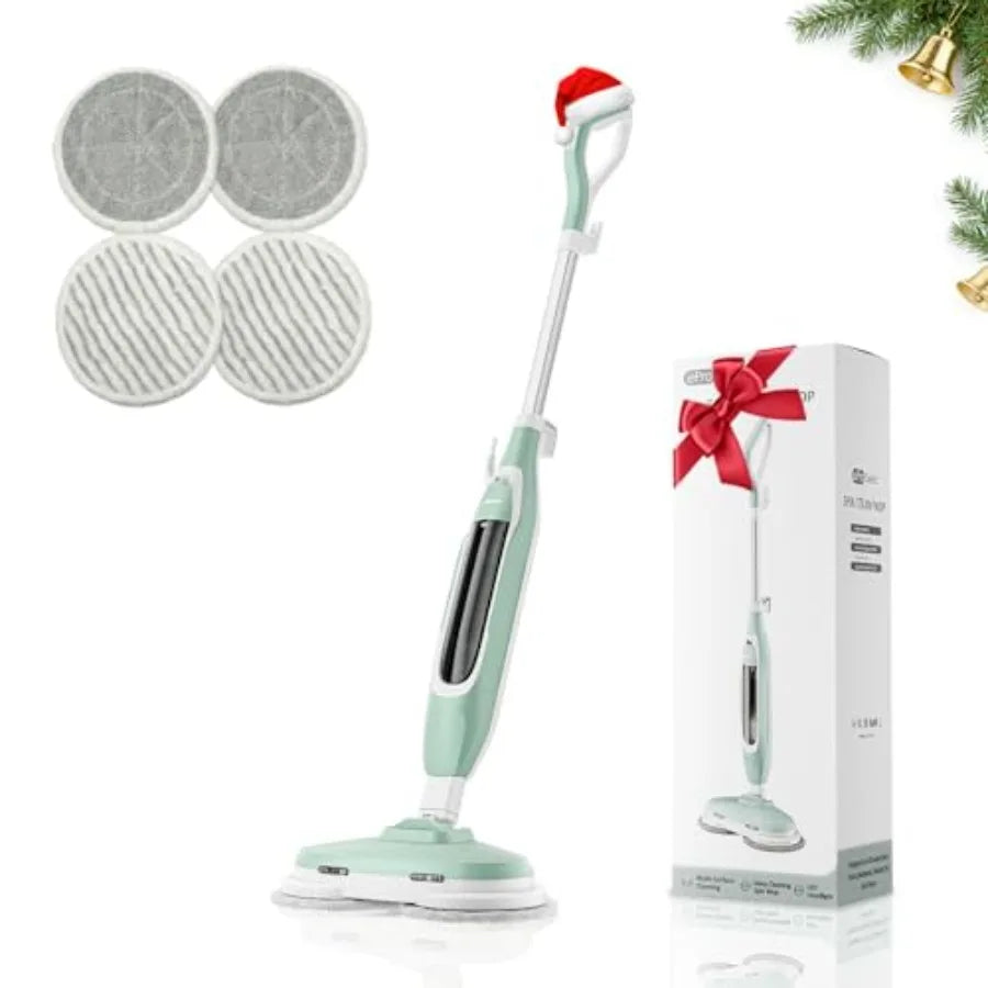 Steam Scrub Steam Mop All-in-One Hard Floor Cleaner with LED Headlights 4 Soft Scrub Pads 1L Water Tank Swivel Steering