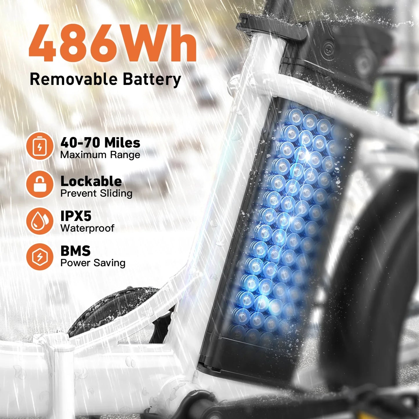 QRONGE Electric Bike 1000W Peak Folding Electric Bike 486Wh 70 Miles Range Ebike 20" Step-Thru Electric Bicycle with Bike Basket