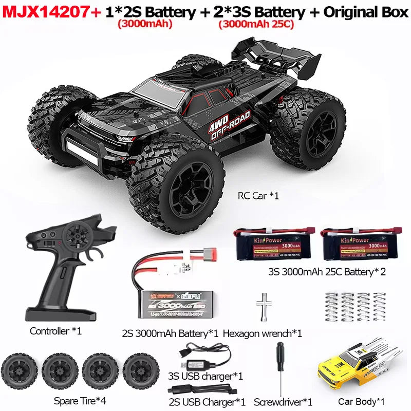 MJX Hyper Go 14207 1/14 RC Car Dual Car Shells 4WD Off-Road Racing Truck Brushless 2.4G Remote Control Car Toys As Gift