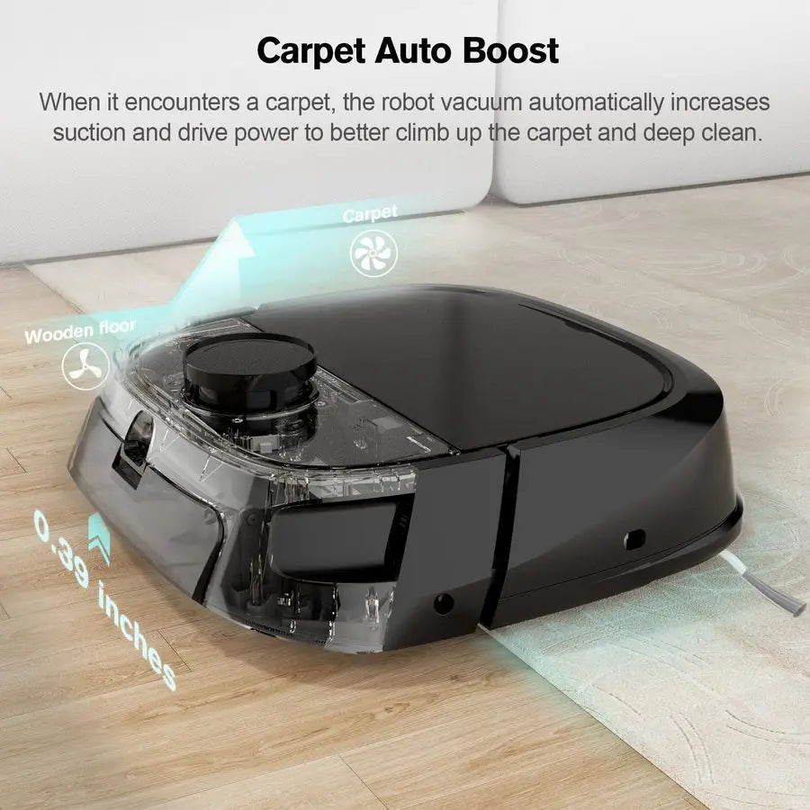 Robot Vacuum and Mop Combo Robotic Vacuum Cleaner for Pets Home Mapping LiDAR Navigation, 6000Pa Suction, Smart NoGo Zone, App a