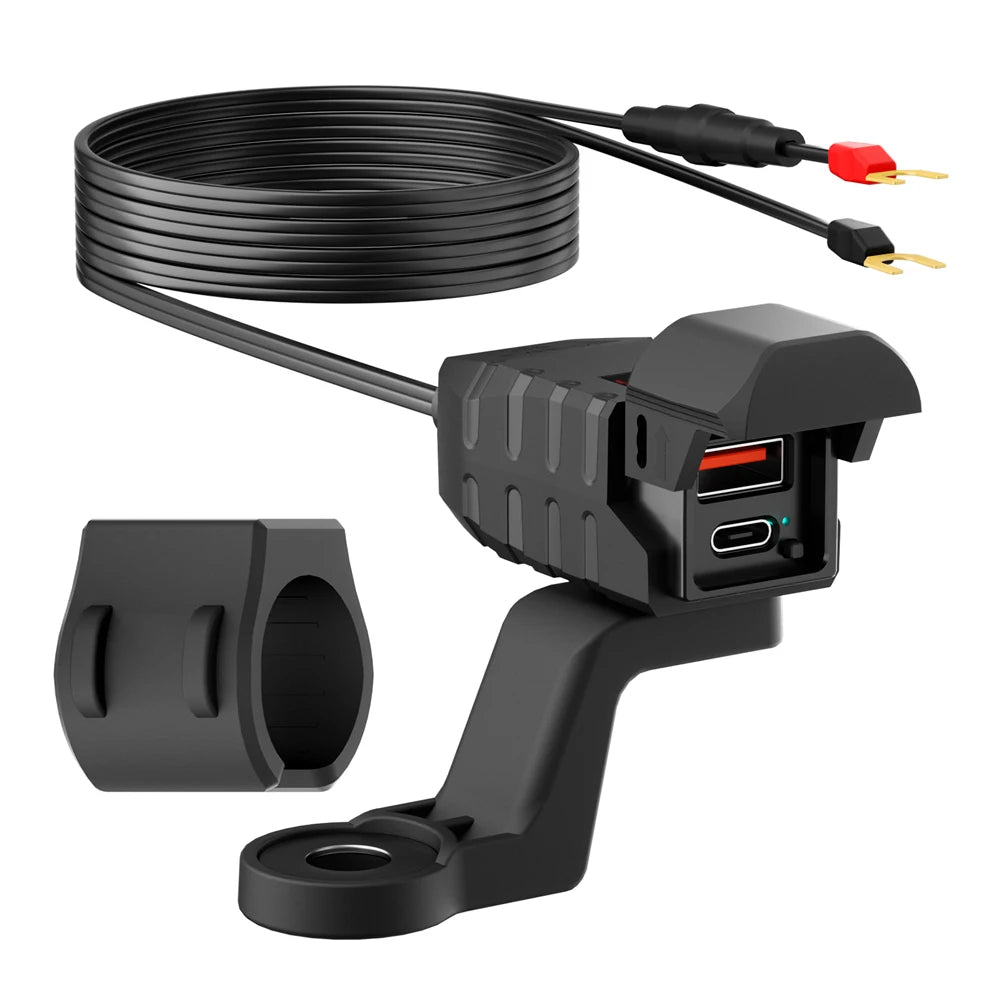 PD QC3.0 Motorcycle USB Fast Charger Handlebar USB Socket Charger Waterproof 12V Power Supply Adapter Motorcycle Accessories