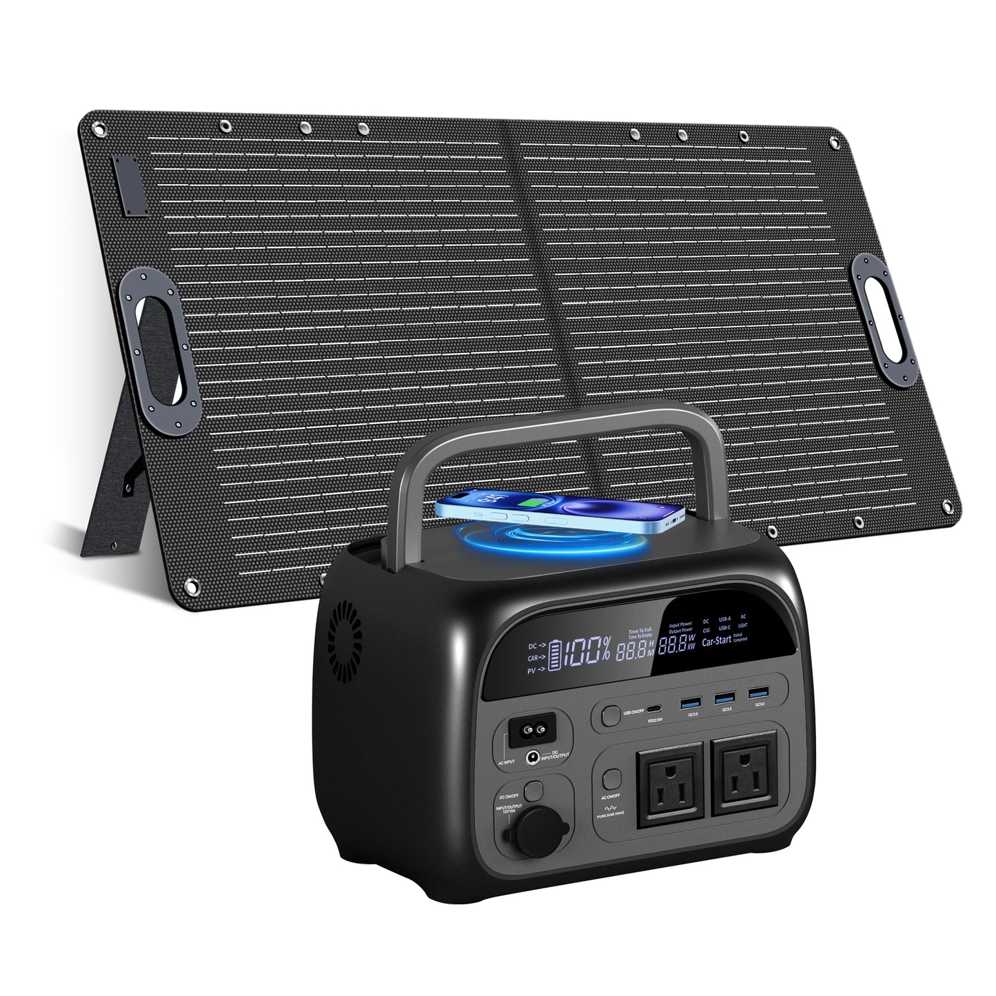 CTOLITY AP400 500W Solar Generator Portable Power Station 100W ETFE Solar Panel Charger Power Bank for Camping Emergency Lifepo4