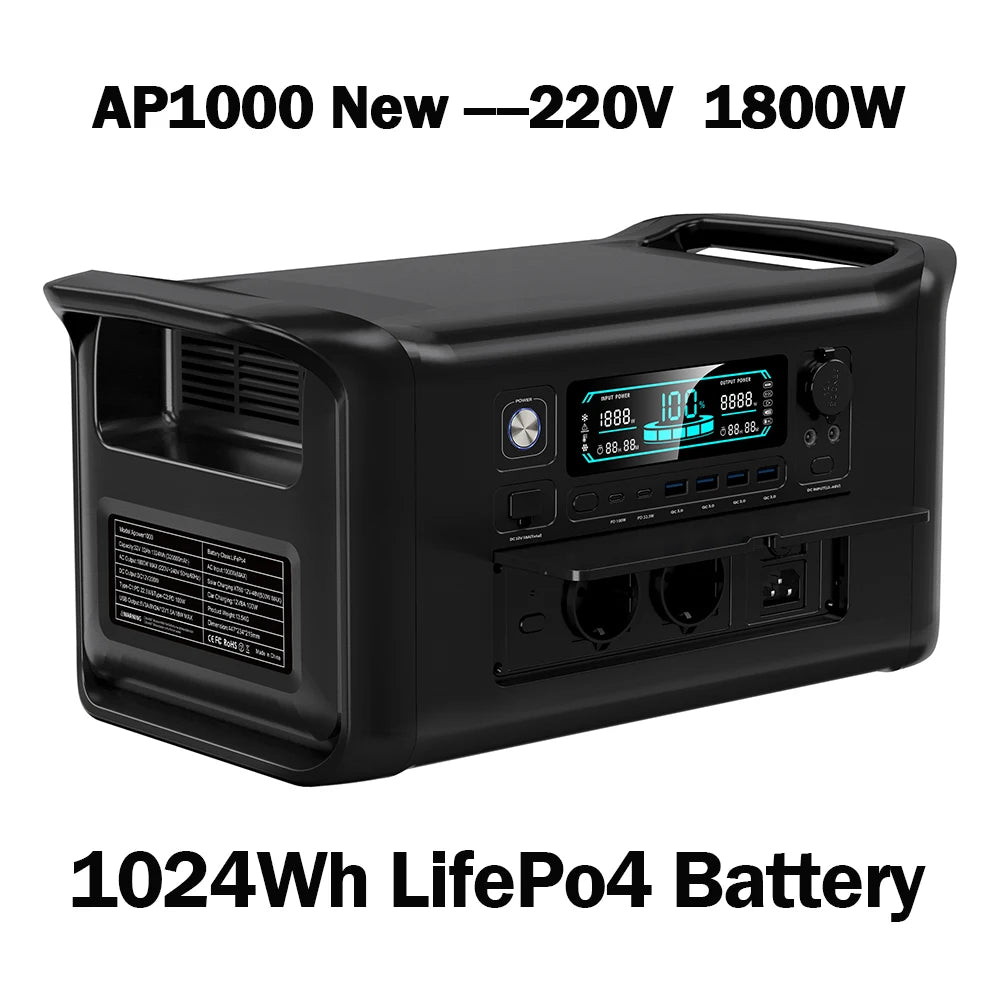 2400W 1800W 500W Portable Power Station 1024wh 345wh Lifepo4 Battery Powerful Power Bank Solar Generator Emergency Power Supply