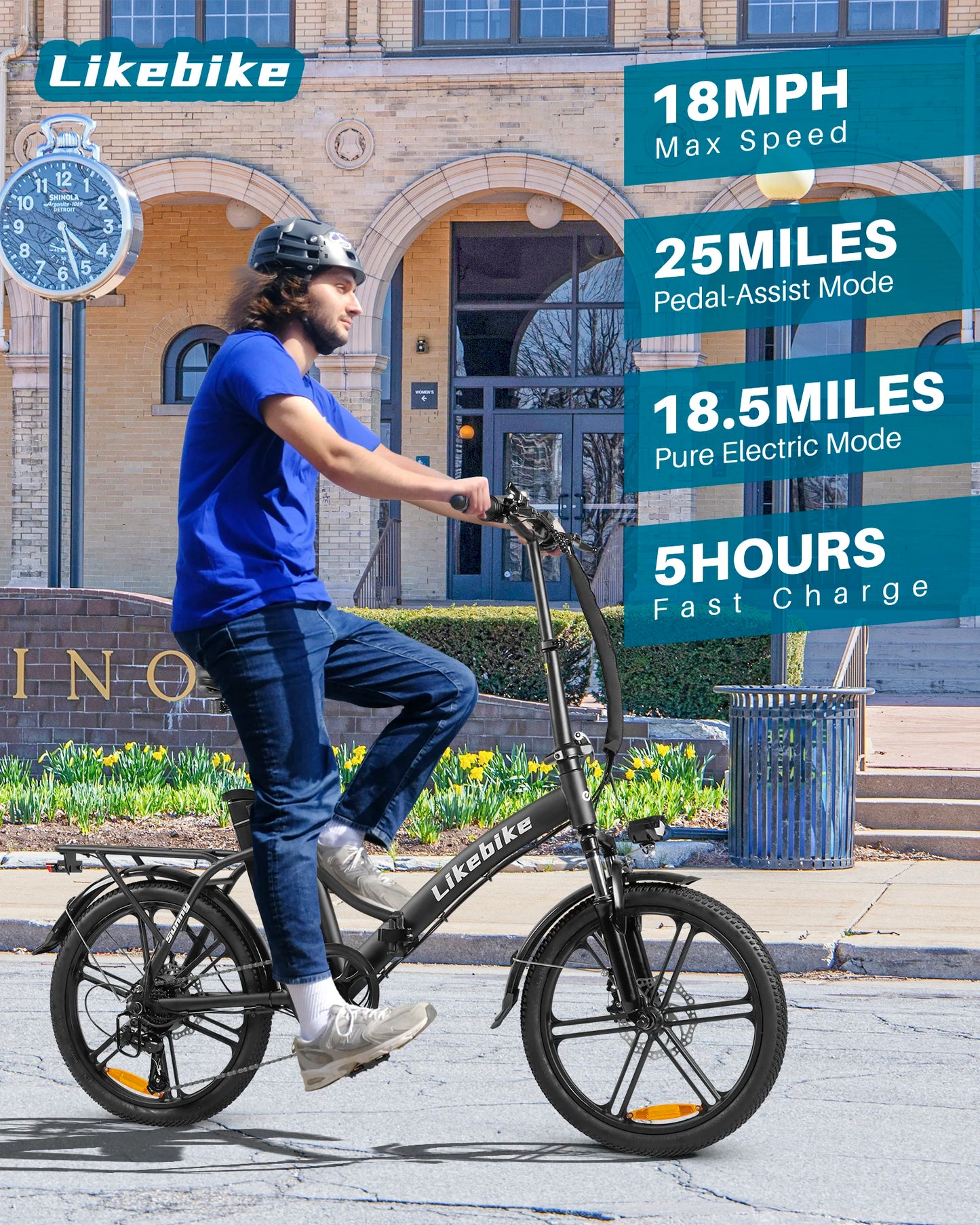 Likebike LK202 E Bike 540W Peak Power 36V10.4AH Removable Battery Electric Bike One Year Warranty 20-inch Tires Electric Bicycle