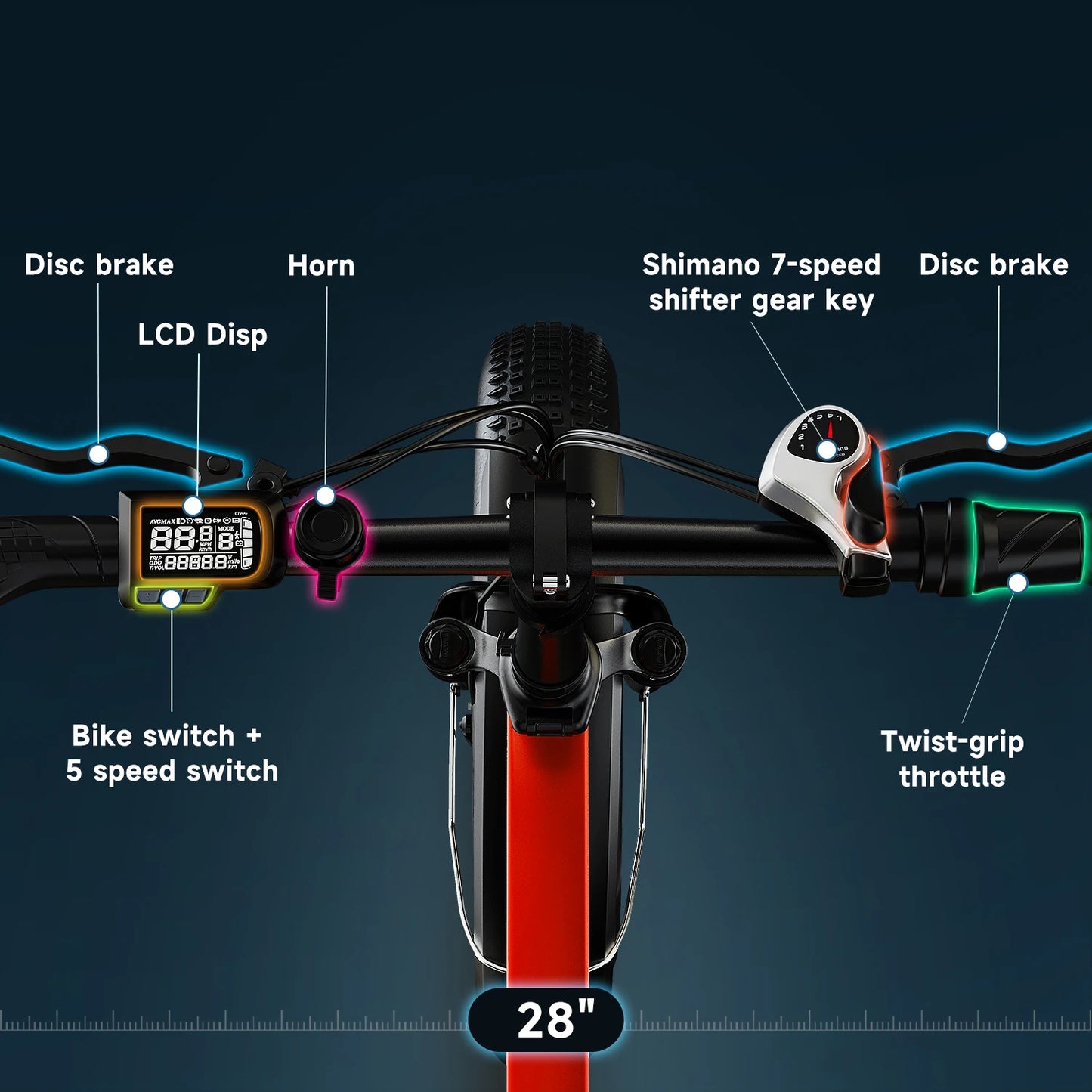 Cybervelo EK4 48V 20AH 20” Fat Tire Removable Battery E-Bike, 1000W Peak 7-Speed shift Electric Bike, 30MPH 80Miles Long Range