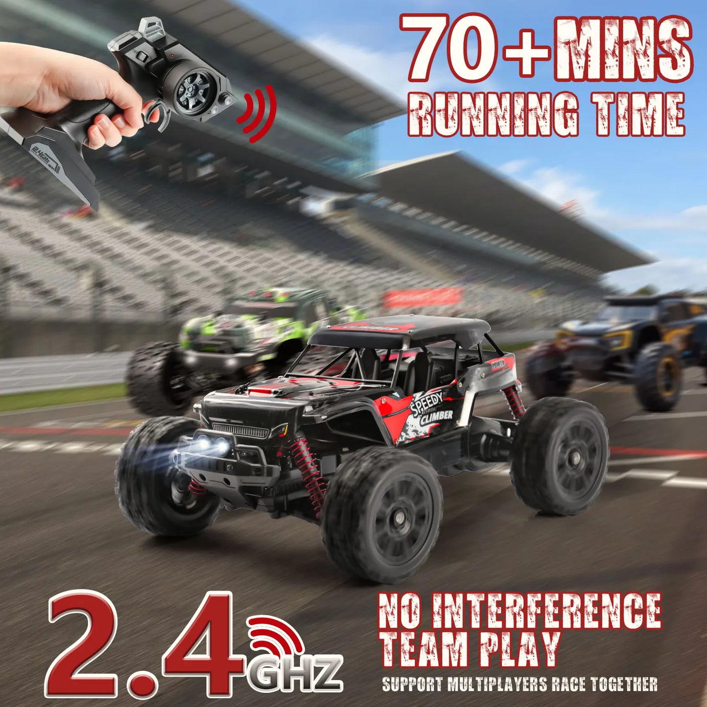 1:12 Assembled RC Car for Kids Adults,Remote Control Car 2.4G Monster Truck RC Cars with 2 2S Rechargeable Batteries