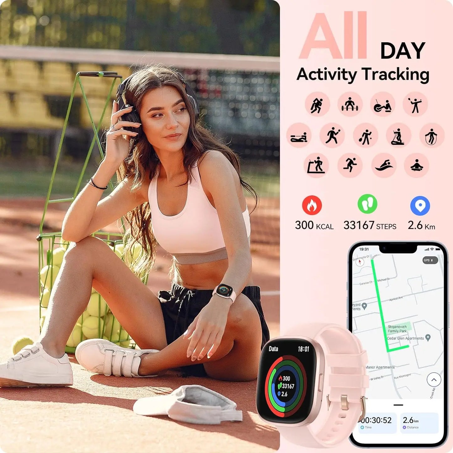 Smart Watch(Answer/Make Call), 1.83" HD Smart Watches for Men Women fitness Tracker Sleep Monitor