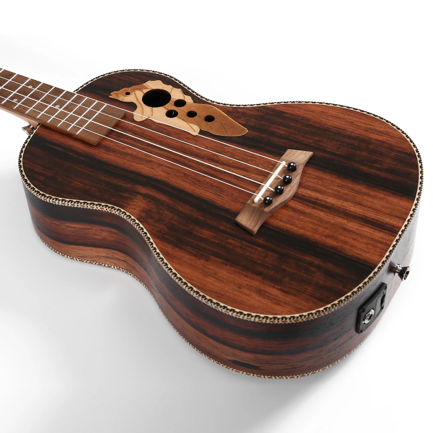 30 Inch All Blackwood Baritone Acoustic Electric Left Hand Ukulele With Truss Rod with EQ with Gig Bag,Strap,Nylon String