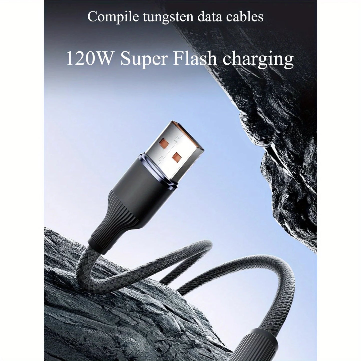 6Pcs 10Ft/3m Usb to Type-C fast charging data cable, 120W Super fast charging cable, suitable for various devices with Type-C