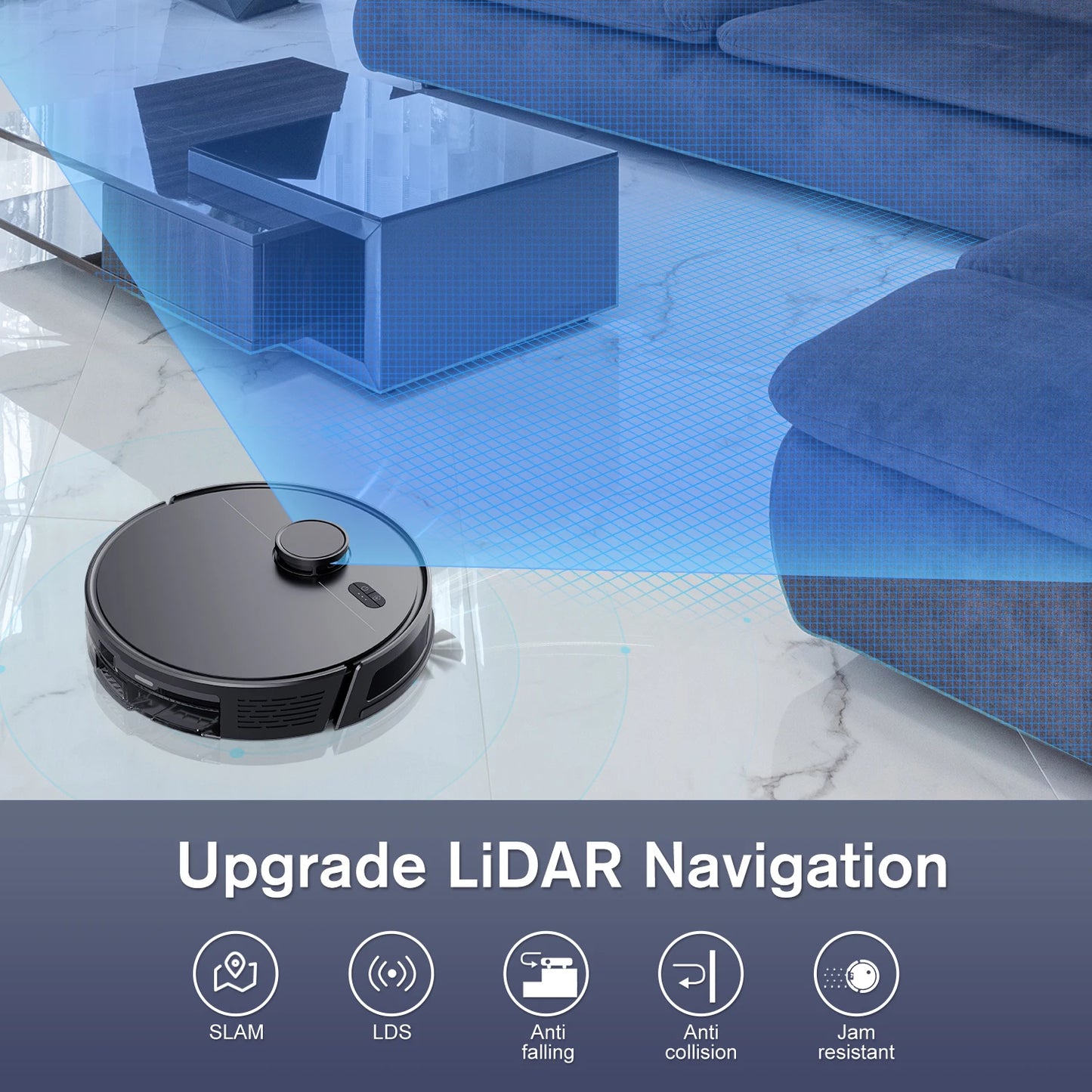 Saerke Robot Vacuum Cleaner, LiDAR Navigation,APP Virtual Barrier,2600PA Suction,Smart Home Mop,Floor Carpet Washing Appliance