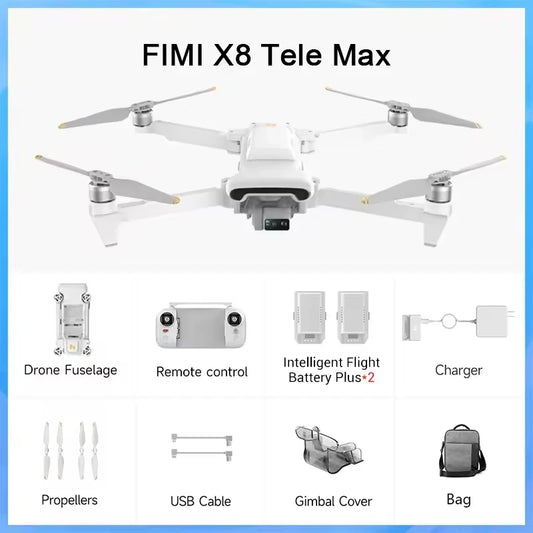 FIMI X8 Tele Max drone Dual Sony Cameras 4K 60fps 5.0 Roklink 20km range 3-axis Gimbal GPS AI Super Night Video rc Quadcopter