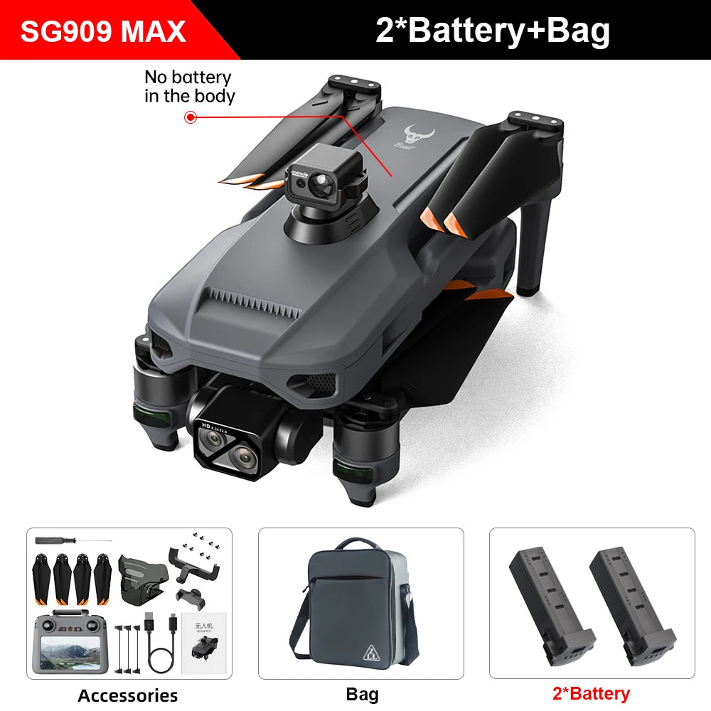 Teeggi SG909 MAX GPS Drone With 4K Camera 6KM Touch Screen RC Profesional Drone 360° obstacle avoidance Foldable RC Quadcopter