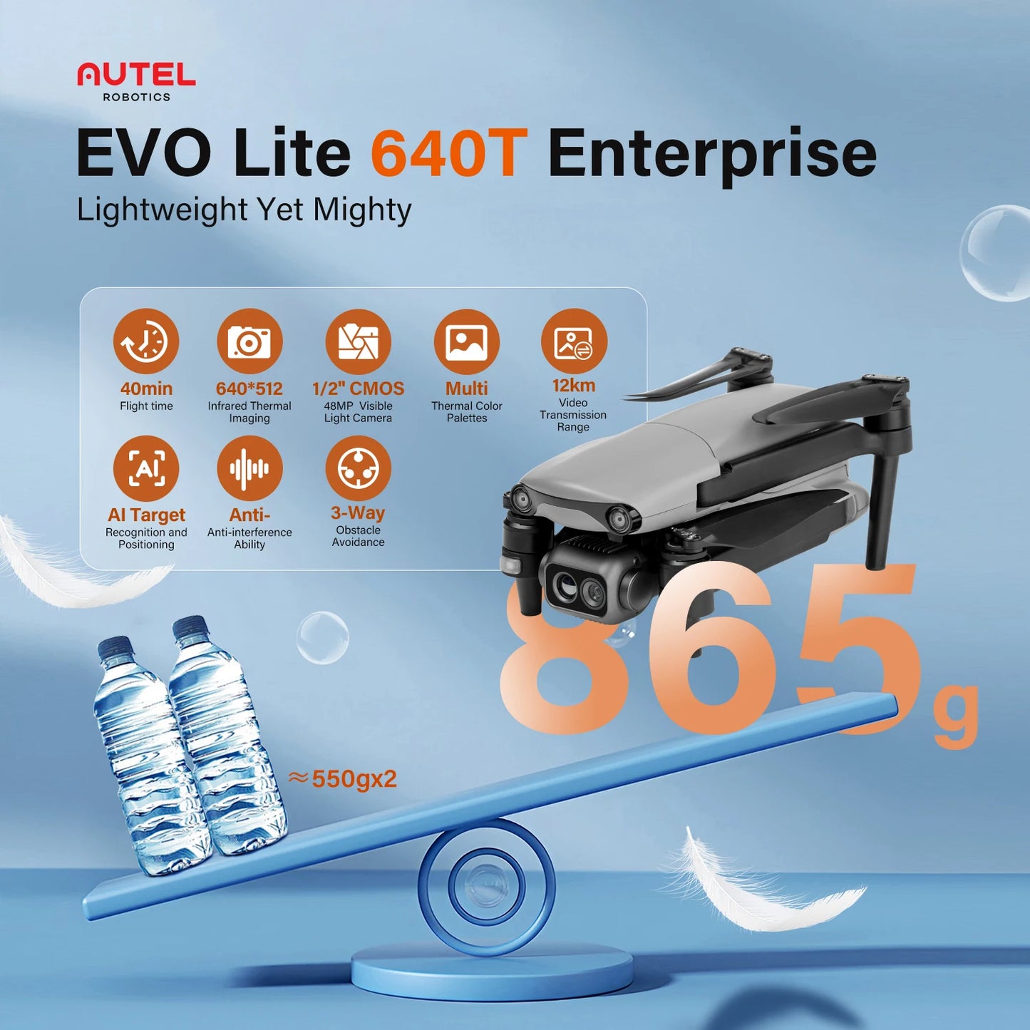 Autel EVO Lite 640T Thermal Drone, with AI Target Recognition and Positioning Design