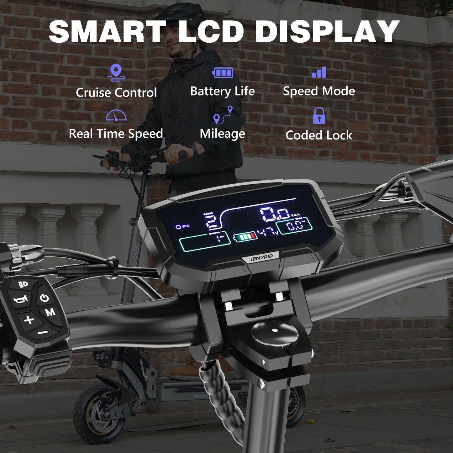 IENYRID iE-S1 Electric Skateboard 800W Motor 48V15Ah Smart LCD Display Electric Scooters Adult 10 In Air Off-road Tire E-scooter