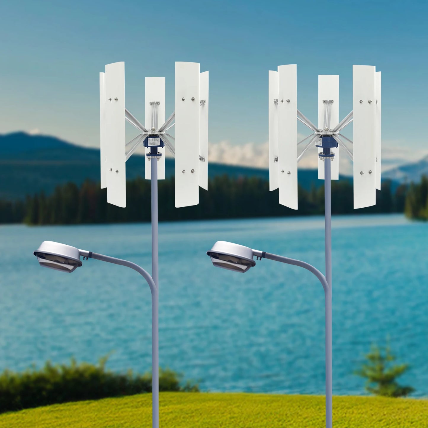 5-blade Wind Power Generator，12V/24V 100W Vertical Axis Wind Turbine Generator，Low Noise Wind Turbine Generator