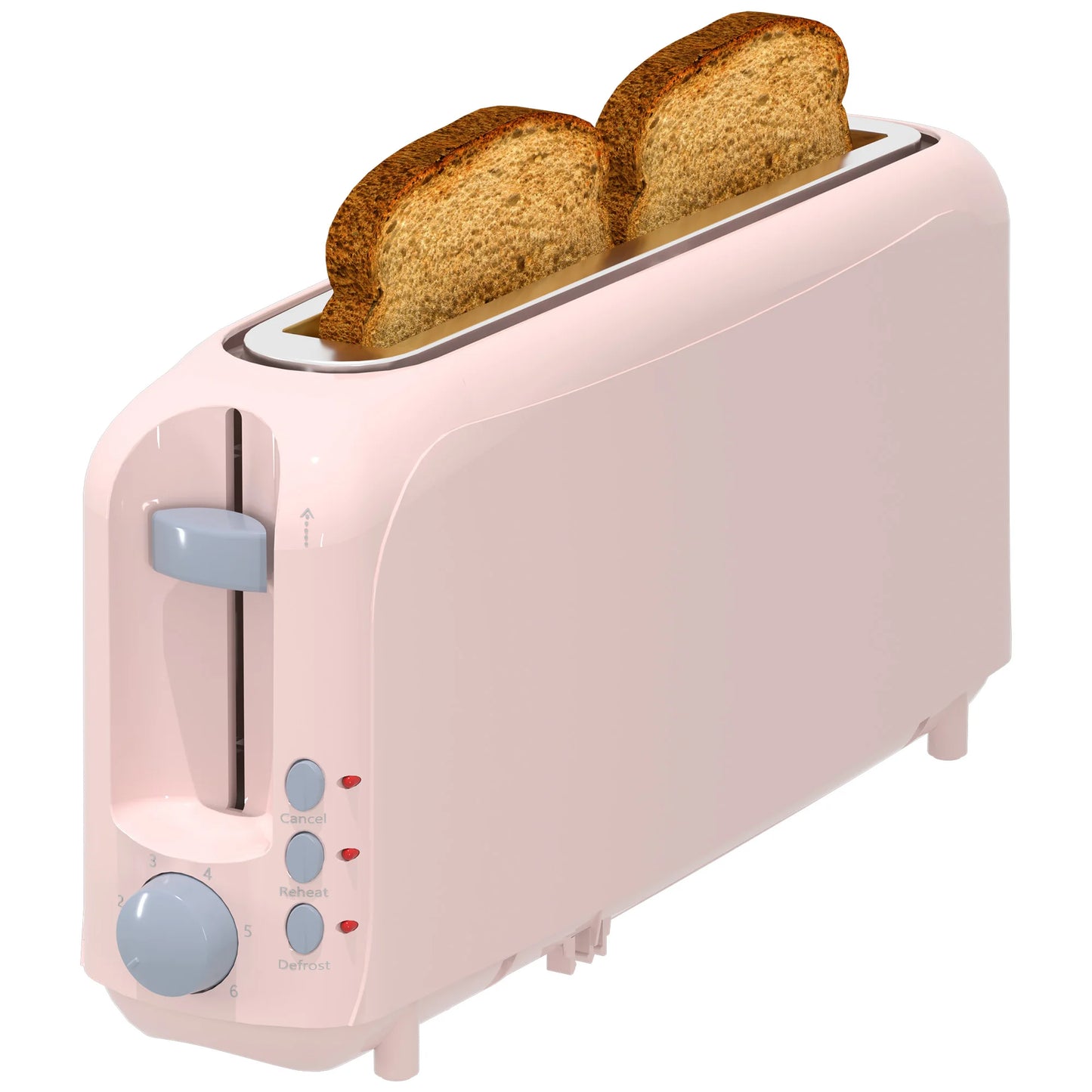 2-Slice Slim Toaster-10"Long Slot,6 Shade Settings,Cancel/Reheat/Defrost, Removable Crumb Tray,Auto Shut-Off