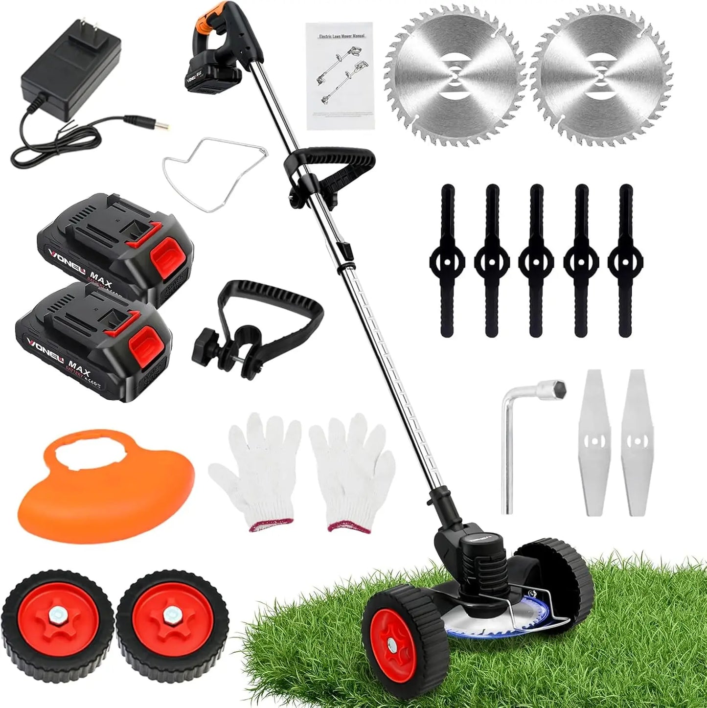 Cordless 21V Electric Weed Trimmer With Wheels 3 In 1