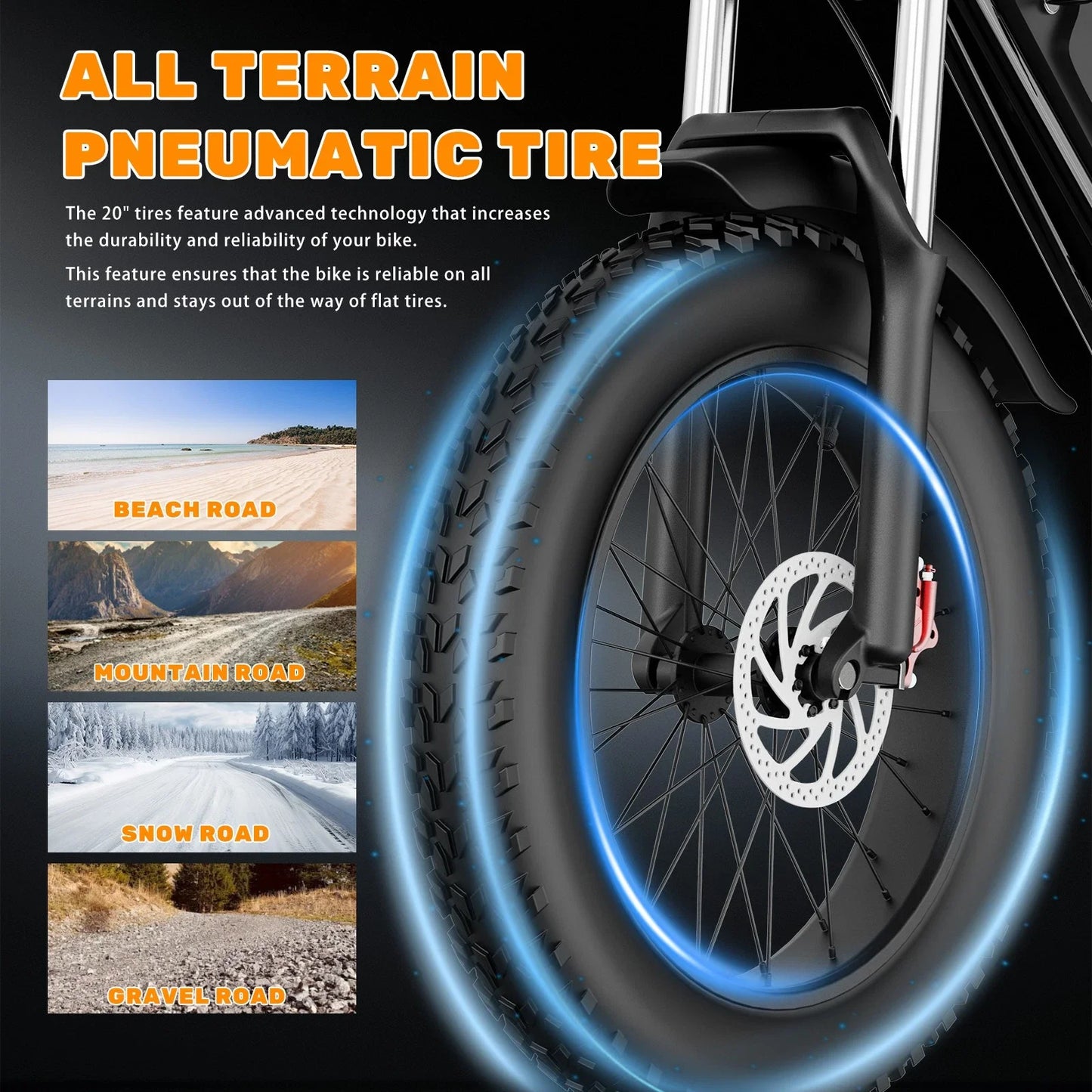 Ridstar Electric Bike for Adults 1500/3000W 48/52V 20/40Ah Lithium Battery 20" Fat Tire Mountain E-bike Electric Dirt Bike