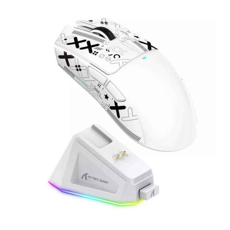 ATTACK SHARK X11 Wireless Gaming Mouse with RGB Magnetic Charging Dock, Wired/2.4G/BT, 22K DPI,Ultralight 59g Tri-Mode with Tape