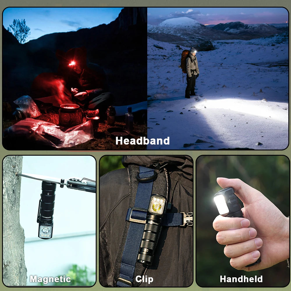 SOFIRN HS42 2100lm Headlamp 18650 USB C Rechargeable RED LED Flashlight SST40 LED EDC Torch with Magnetic for Camping