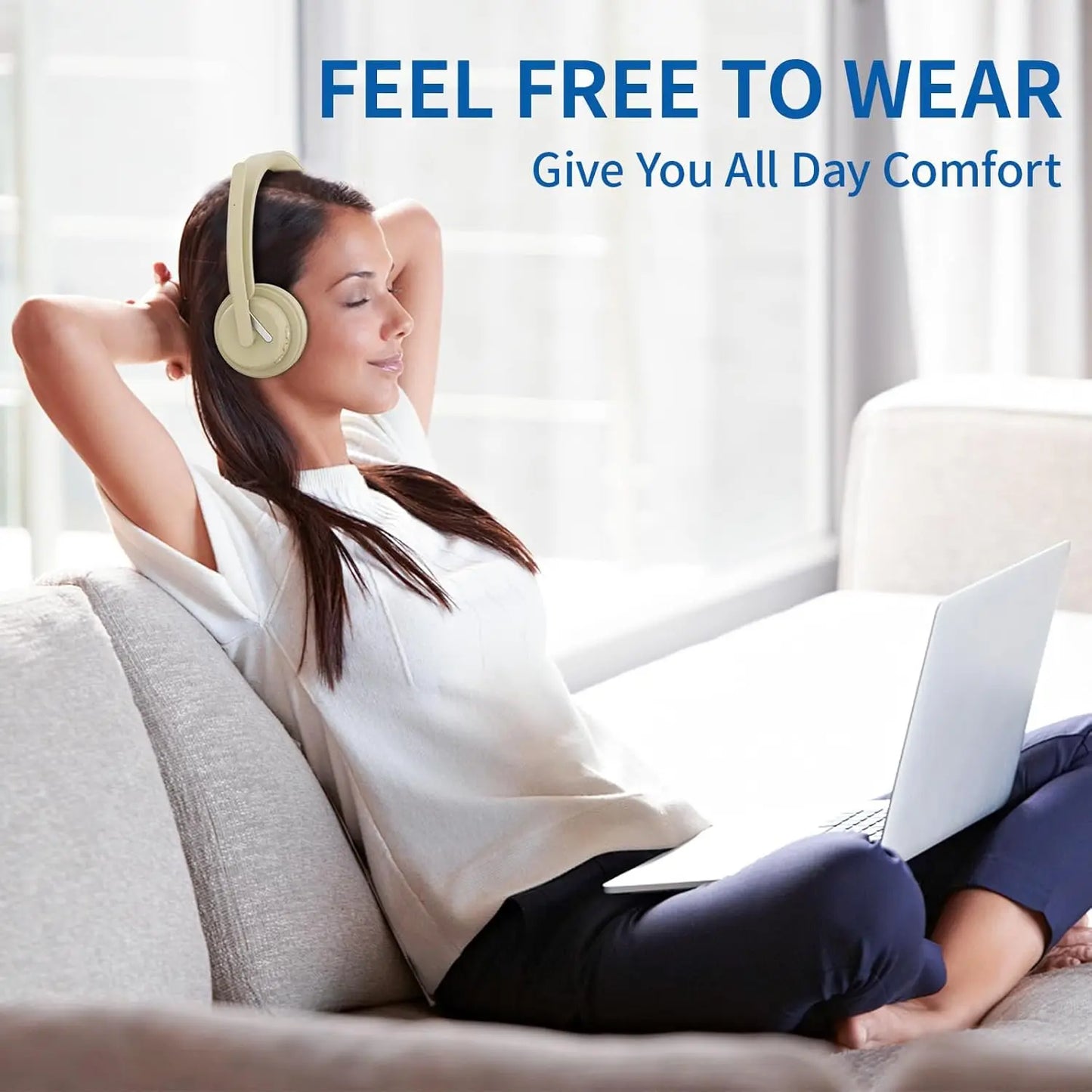 AWATRUE EH11 Wireless Bluetooth Headset with Charging Base AI Noise Cancelling Mic 2.4GHz Wireless Headphone with USB Dongle