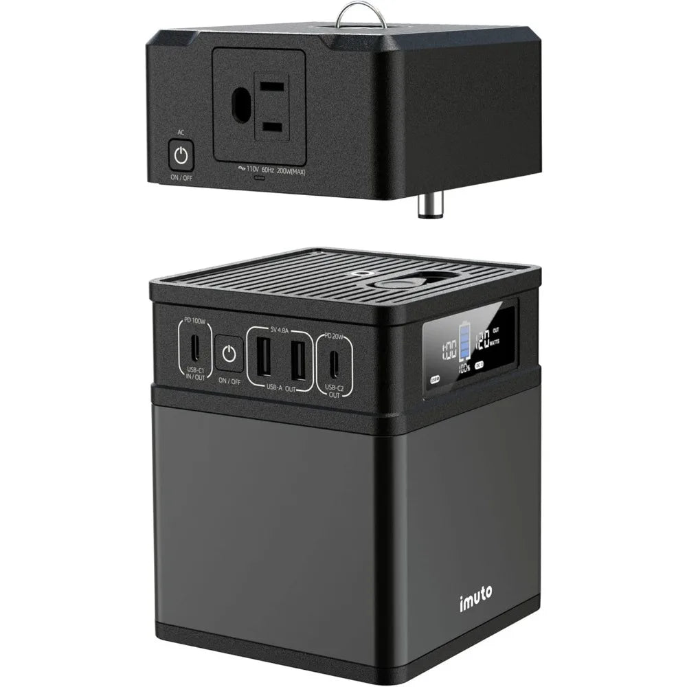 110V AC Converter 200W for Portable Power Station - Compatible with Mini Solar Generator for Camping, Laptop, TV