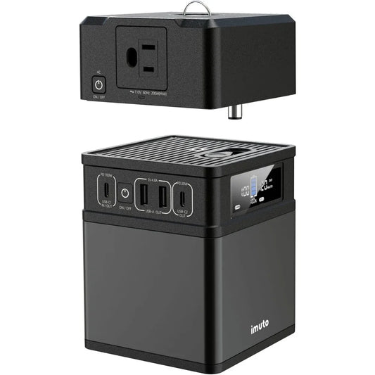 110V AC Converter 200W for Portable Power Station - Compatible with Mini Solar Generator for Camping, Laptop, TV