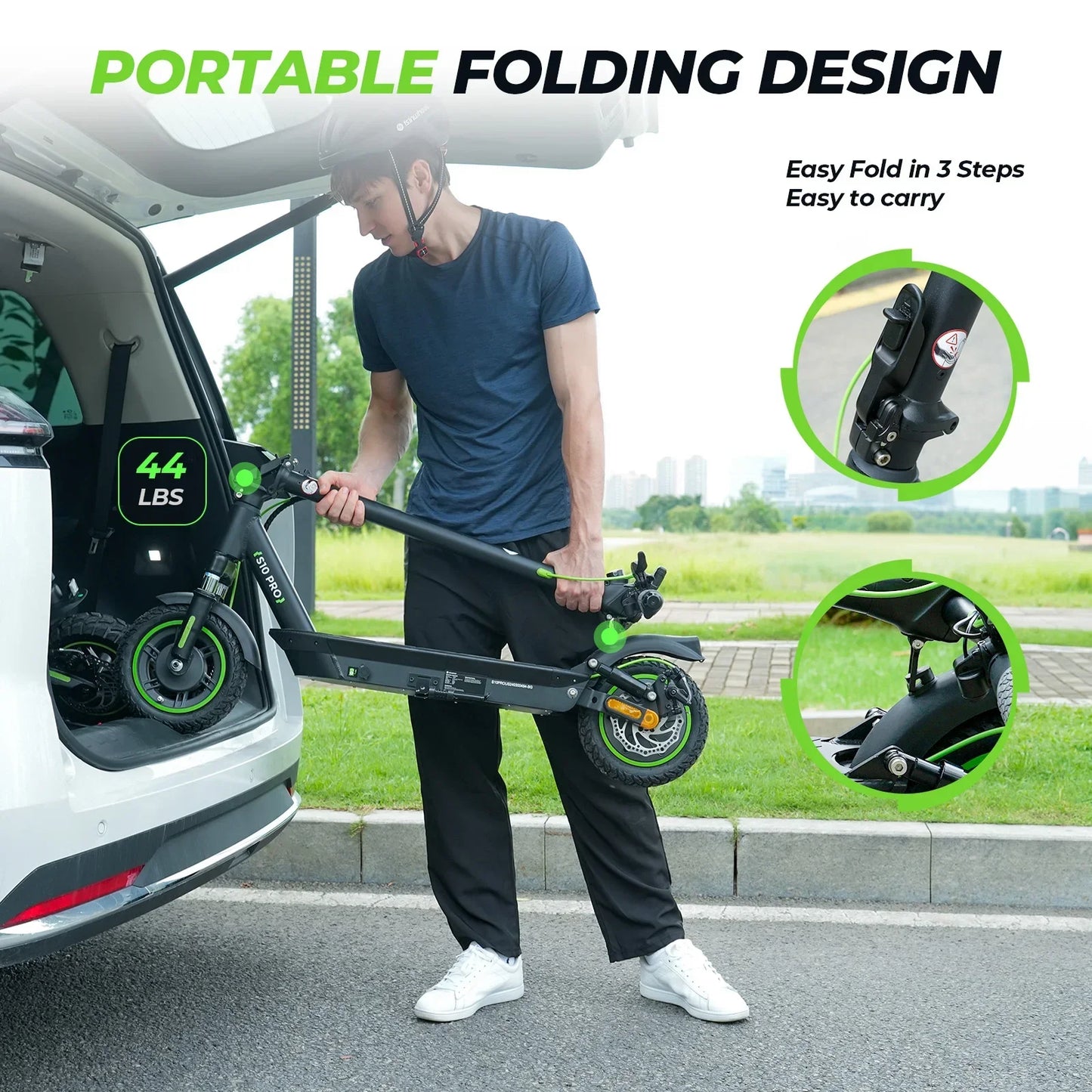Isinwheel S10 Pro 48V 12.5Ah Battery Foldable Electric Scooter 10" Pneumatic Tires Adult City E-scooter
