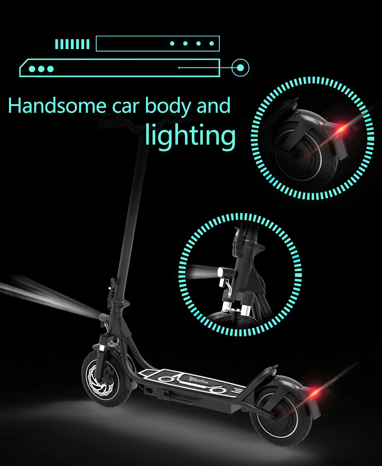 DriveTron DT01 Electric Scooter Adults 36V 13Ah Escooter Long Range 25 Miles Lightweight Kick Scooter