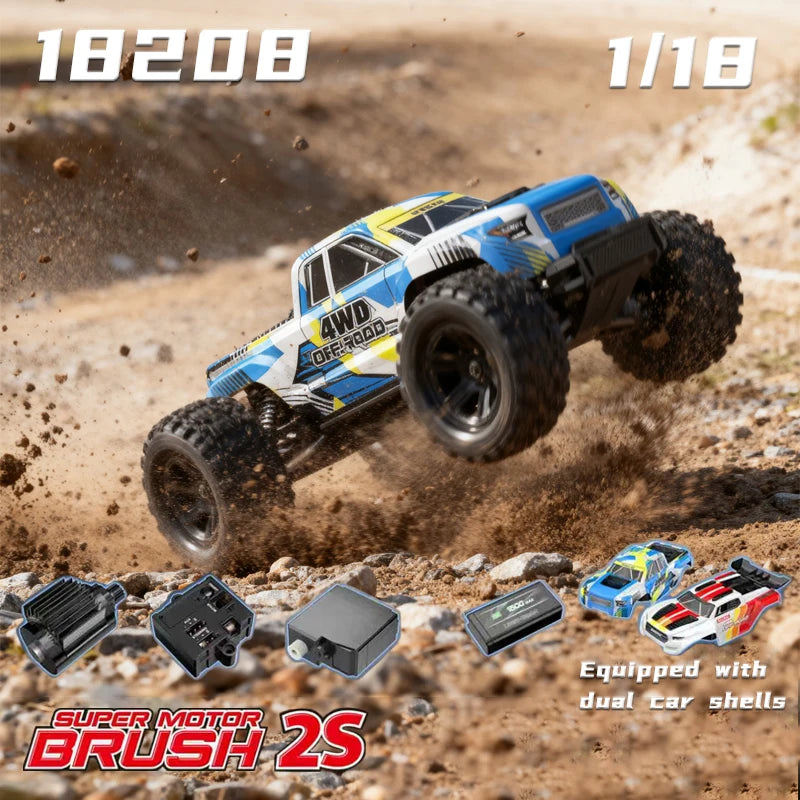 HYPER GO 1:18 MJX 18208 Remote Control Car Electric 4WD High Speed Bigfoot Off road Vehicle Desert Short Card Toy Car