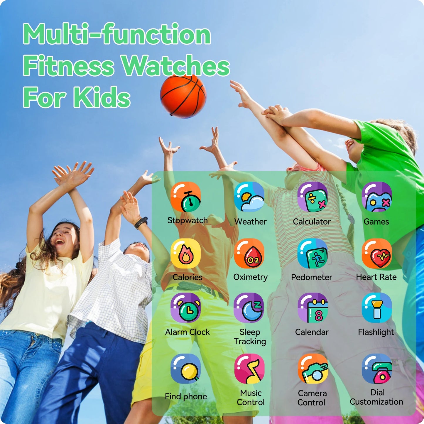 Smart Watch for Kids with Heart Rate Sleep Monitor, Games/Alarm/IP68 Waterproof Smart Watch for Boys Girls, Step Calorie Pedomet