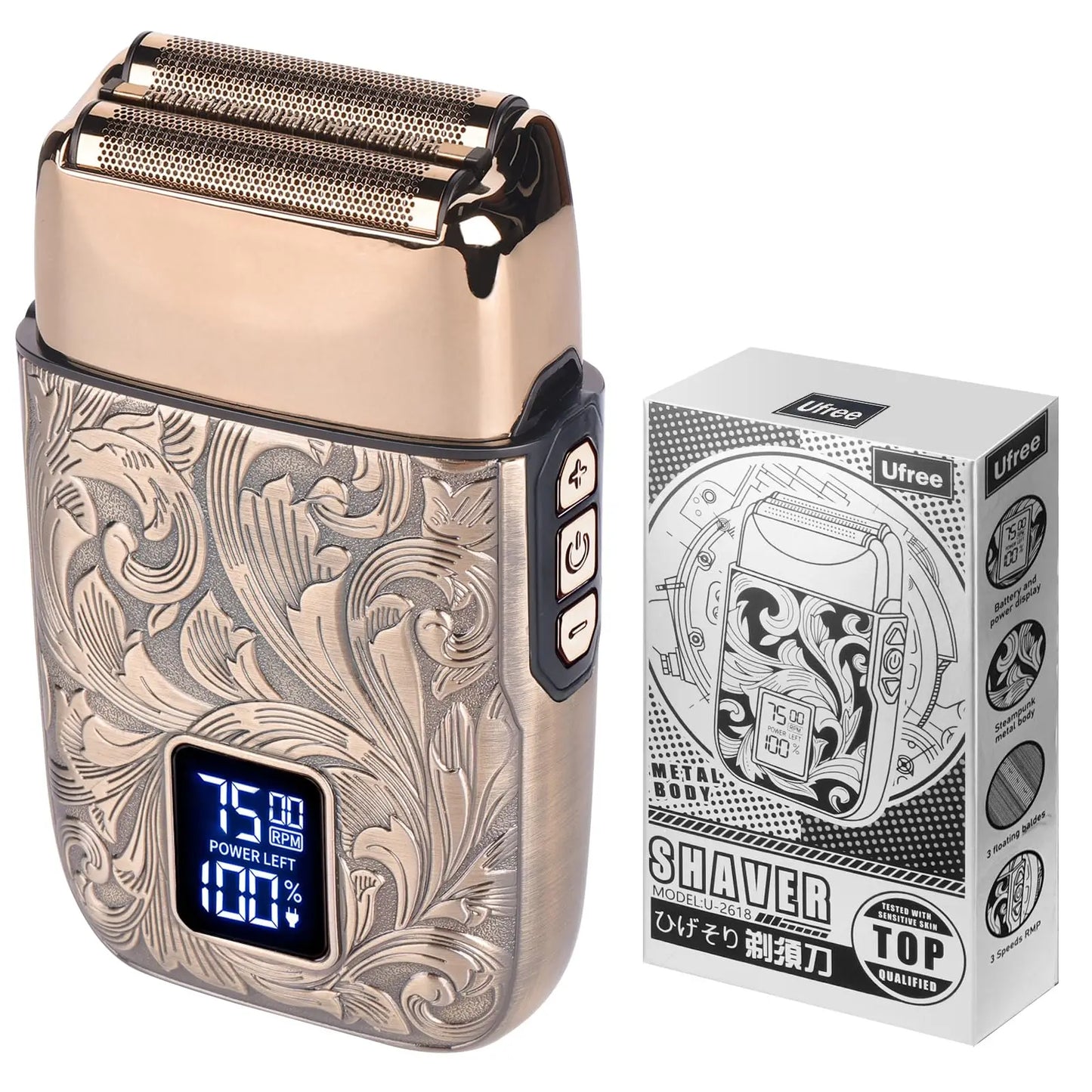 Ufree Close Shaver Electric Foil Shavers for Men, 3-Speed Electric Razor,  Home appliance, Face Shaving Beard Trimmer with LCD