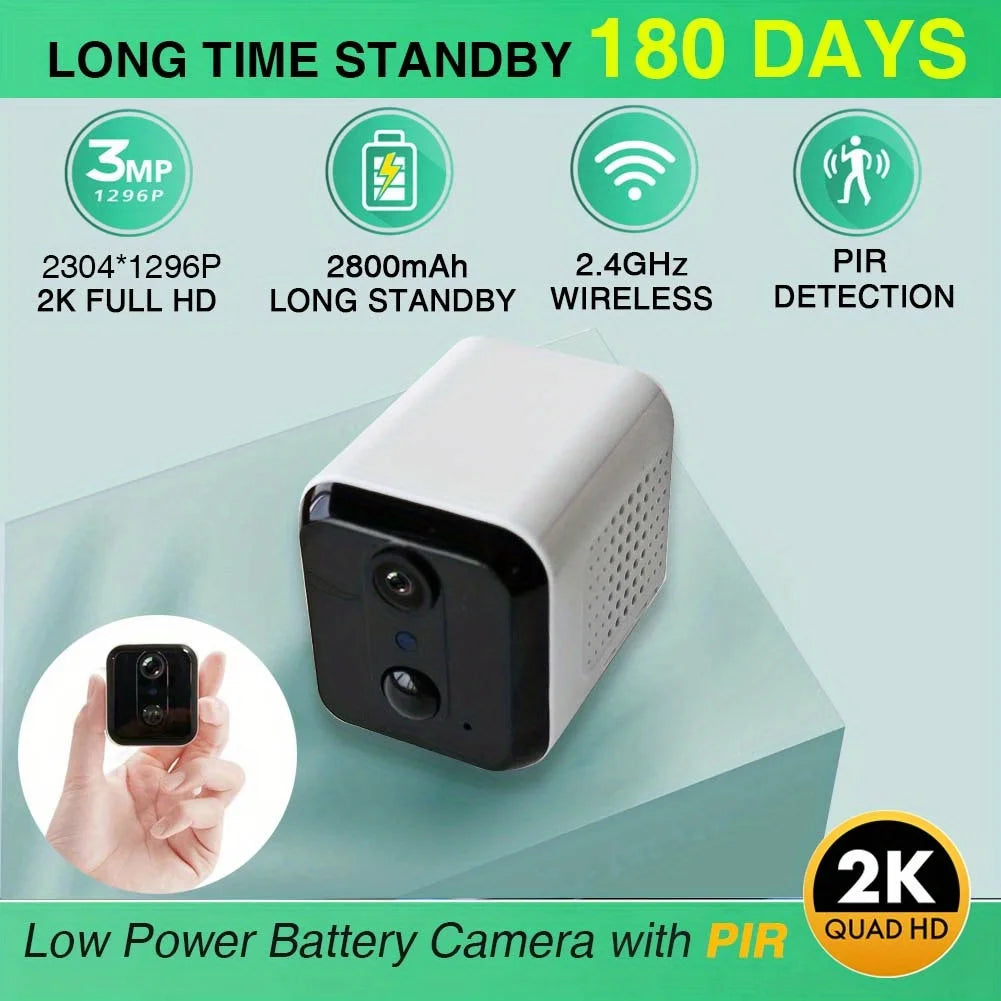 WiFi Mini Camera, 3MP Video, Surveillance Wireless Camera for Home Security System with PIR Motion Detection, Nanny Mini Camera