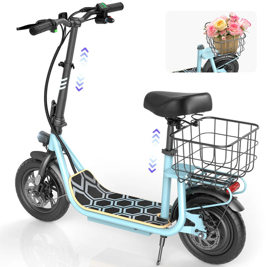 CAROMA Peak 1200W Motor Electric Scooter with Seat,Max 30 Miles Range,Foldable Scooter for Adult Commuting,1 Year Warranty