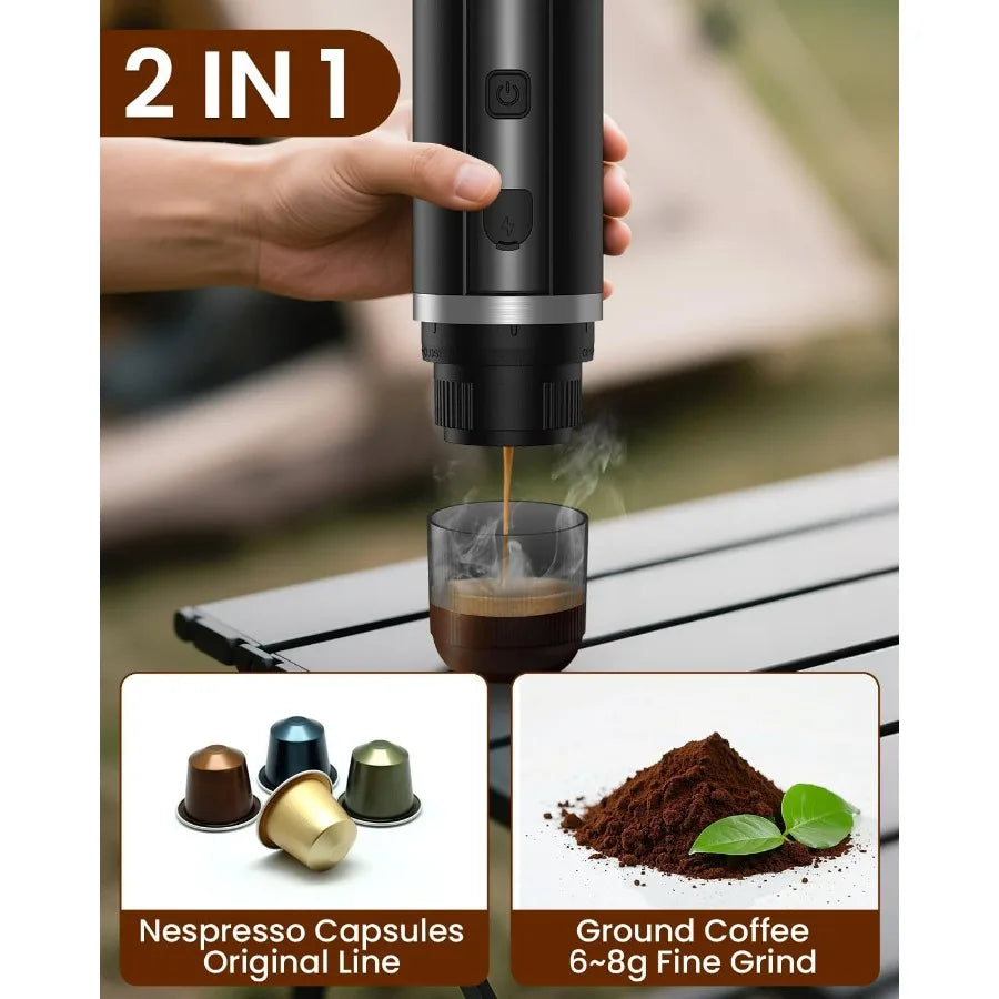 Portable Espresso Maker, 20 Bar Electric Espresso Machine for Travel, Camping, Rechargeable USB-C Mini Coffee Maker for NS Capsu