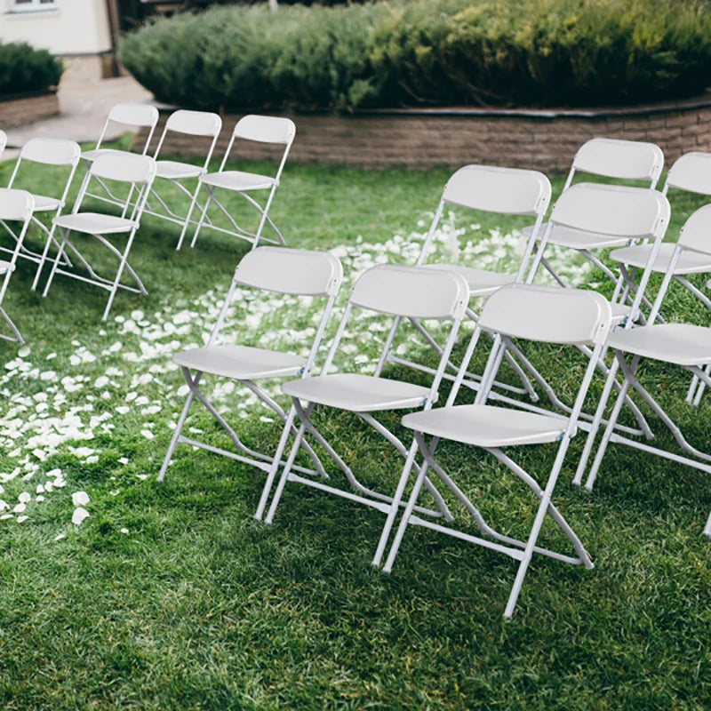 4/6/10pcs White Folding Chairs Premium Plastic Thickened Steel Pipes Stackable Home Dining Seats Portable Commercial Chair