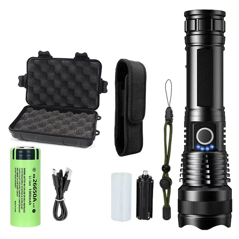 Rechargeable Flashlights High Power LED Tactical Flashlight Super Bright Handheld Hunting Torch Light for Emergency Hiking