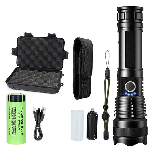Rechargeable Flashlights High Power LED Tactical Flashlight Super Bright Handheld Hunting Torch Light for Emergency Hiking