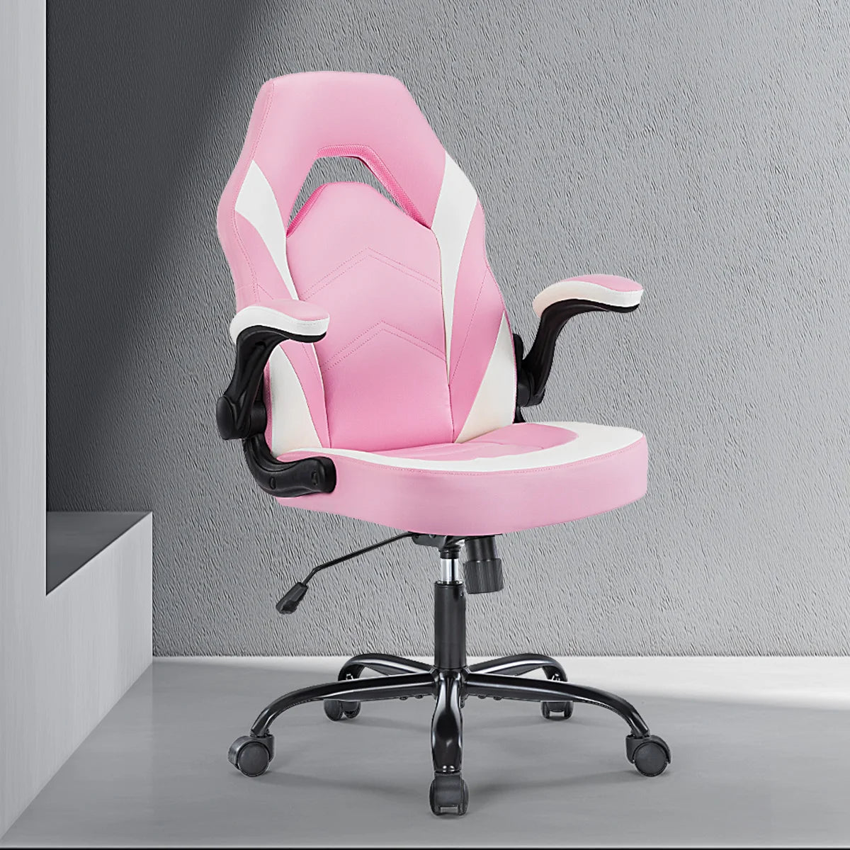 MCQ Gaming Chair Ergonomic Office Chair with Swivel Rolling Adjustable PU Leather Racing Chair Flip-up Armrest For Furniture