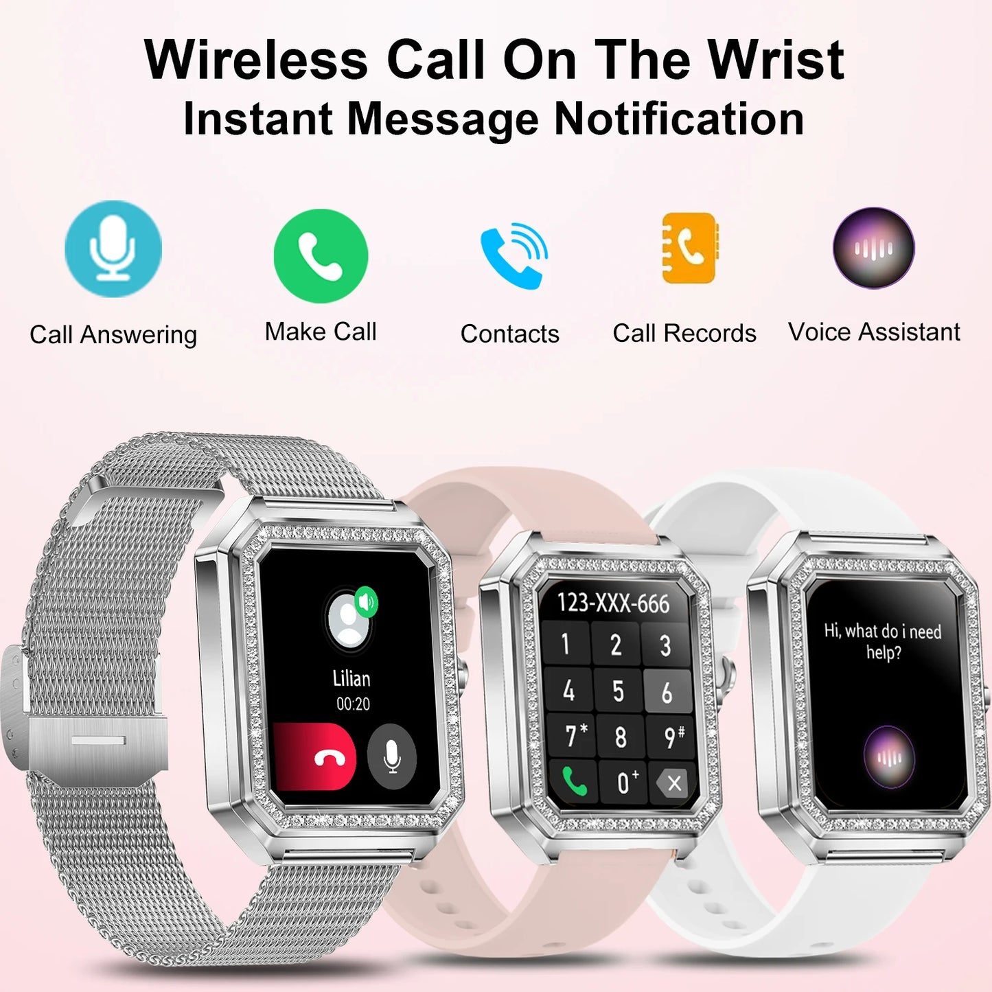 Smart Watch(Answer/Make Call),1.59"Touch Screen Smart Watch with Sports Modes/Voice Assistant/Music Player,Ideal Gift for Women