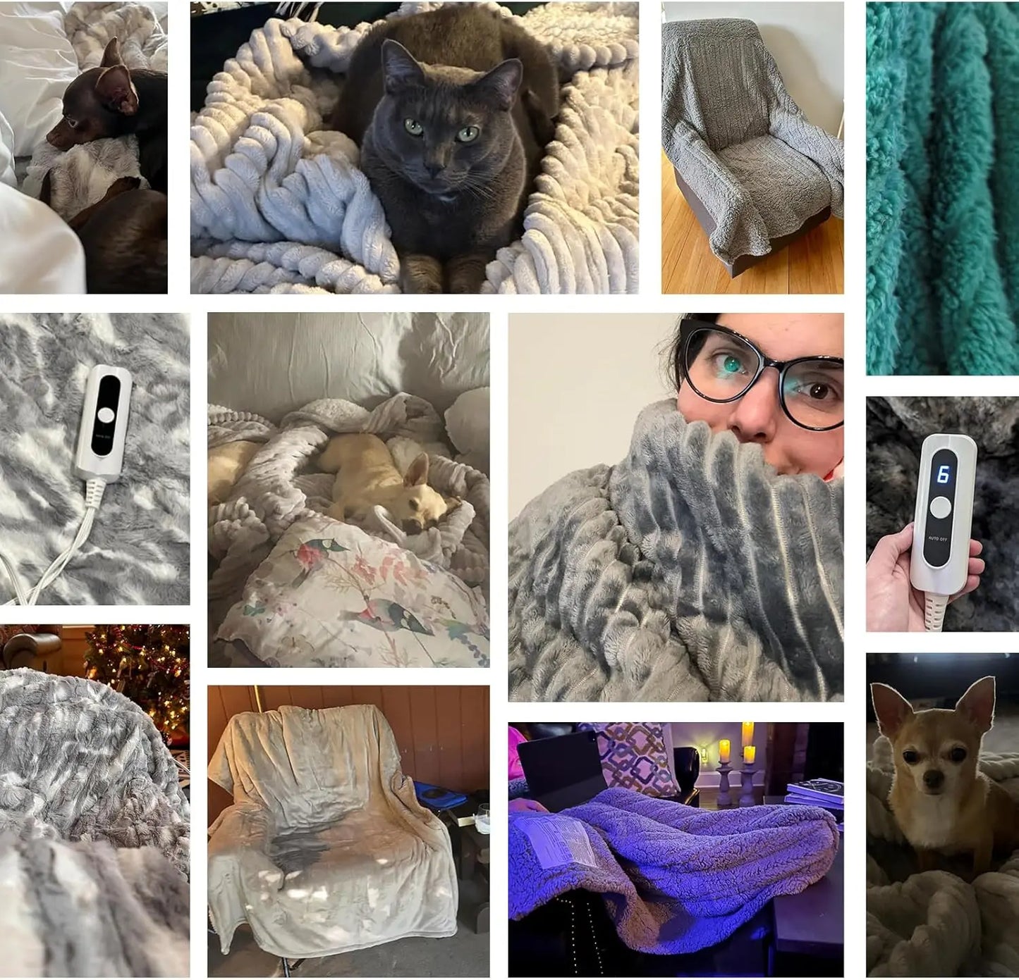 King Size Electric Heated Blanket with Dual Control, 6 Heat Levels & Auto-Off, Soft Flannel Sherpa Material