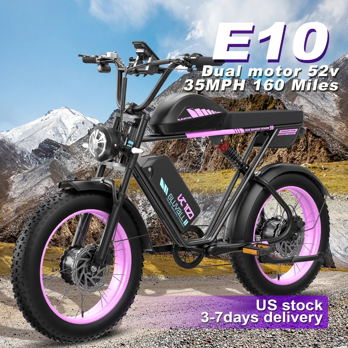 Moobelo E10 2000W Dual-Motor Dual-Battery Electric Bike 52V 43AH 20-Inch Fat Tire Off-Road Snow E-Bike 7-Speed 1-Year Warranty