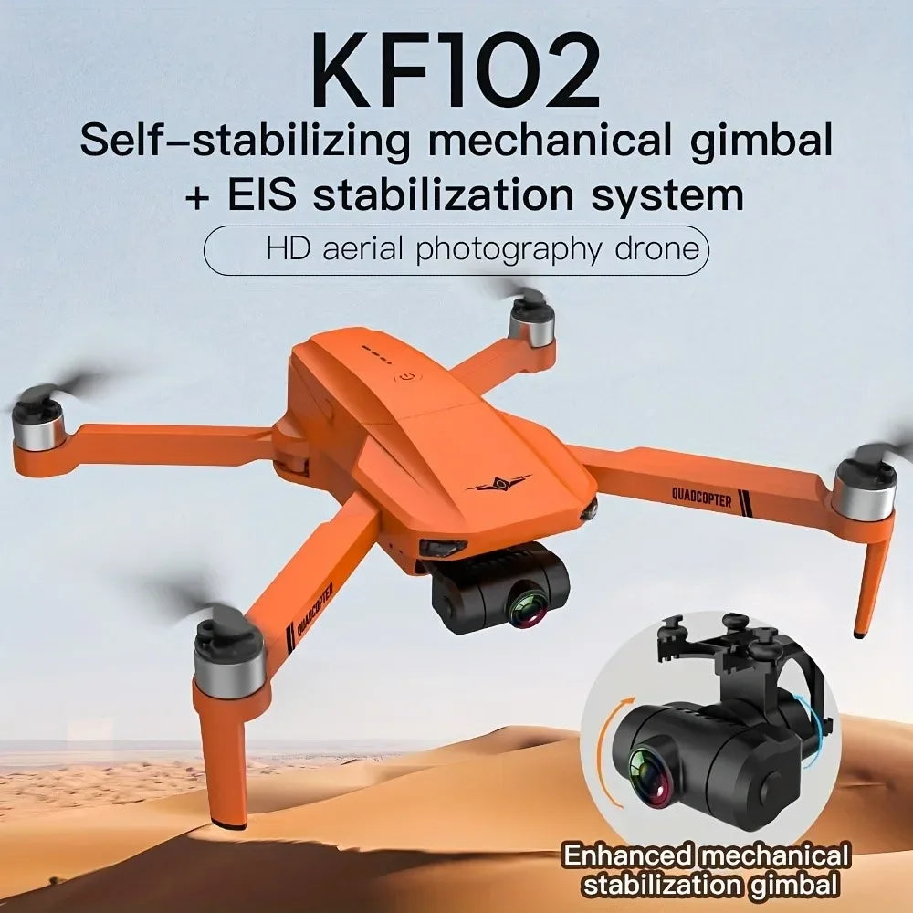 KF102 4K HD GPS Drone with Dual Camera 2-Axis Gimbal Optical Flow WiFi FPV, Foldable Quadcopter Toy for Aerial Photography